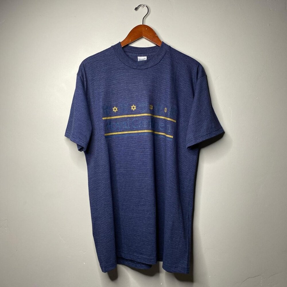 90s vintage, navy striped royal Caribbean T-shirt size large